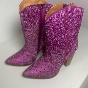 Dingo Rhinestone Neon Moon Women’s Western Boots Barbie Cowgirl Fuchsia Size 7.5